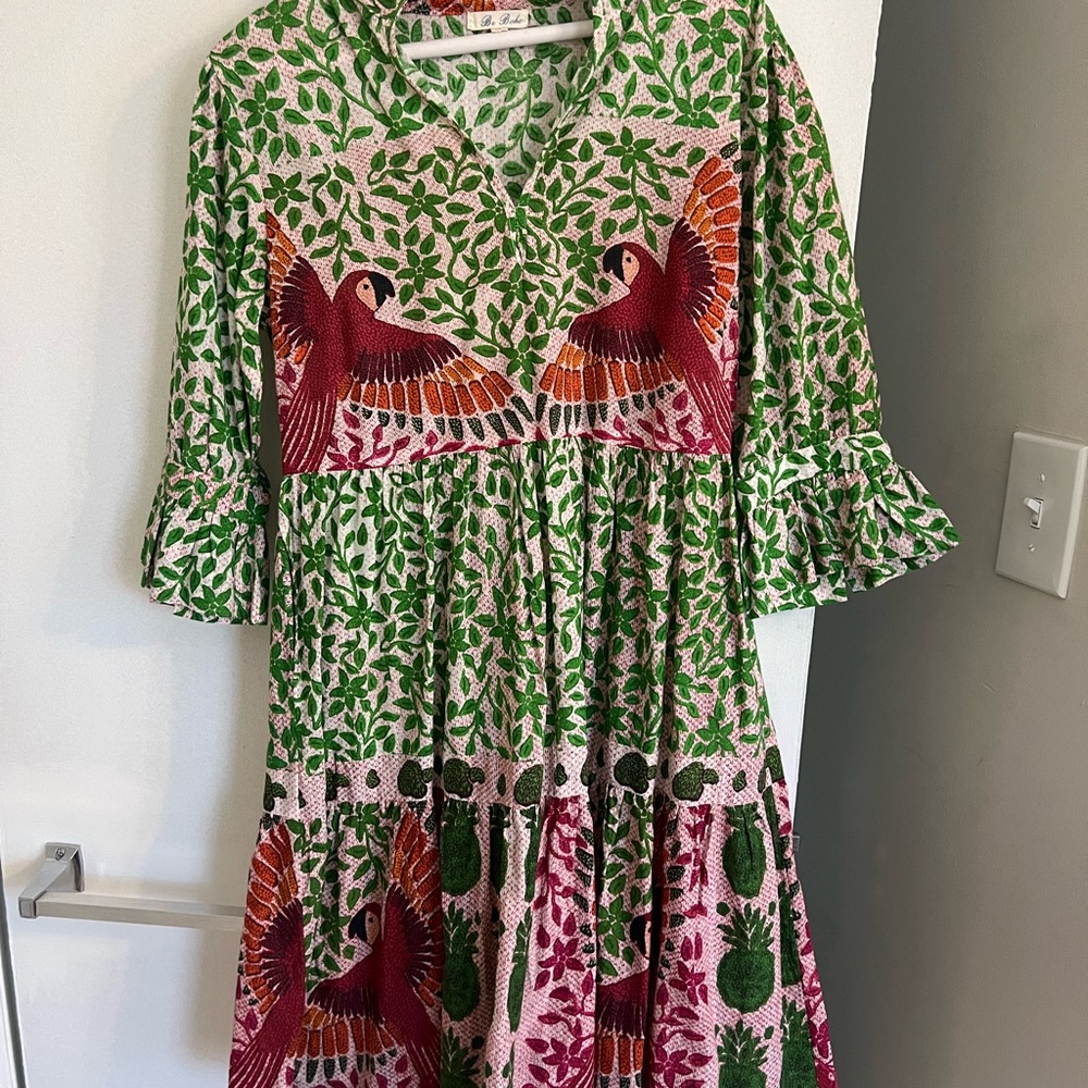 Colorful Bird Print Mini Dress